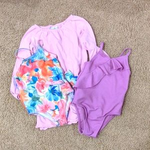 Pink and purple swimsuits w cover-up
